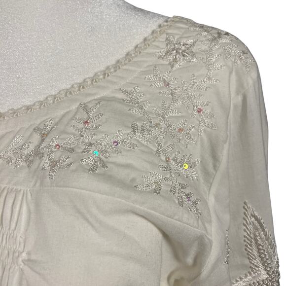 Letarte Handmade Swim Cover Up Med embroidered sequin starfish resort vacation - Picture 3 of 8